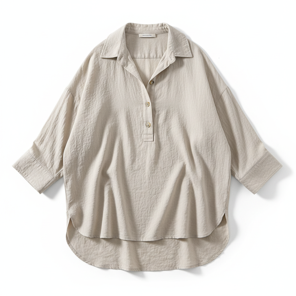 Women's Oversized Casual Shirt in neutral beige