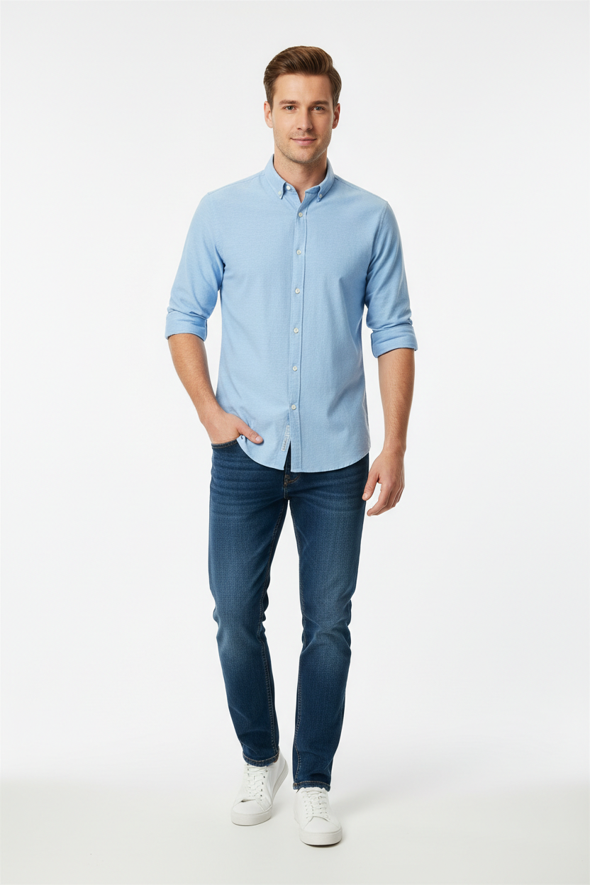 Camisa Casual Azul Claro