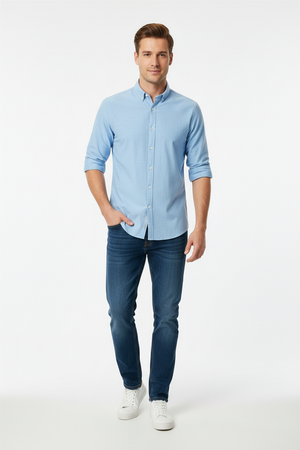 Camisa casual azul claro hombre