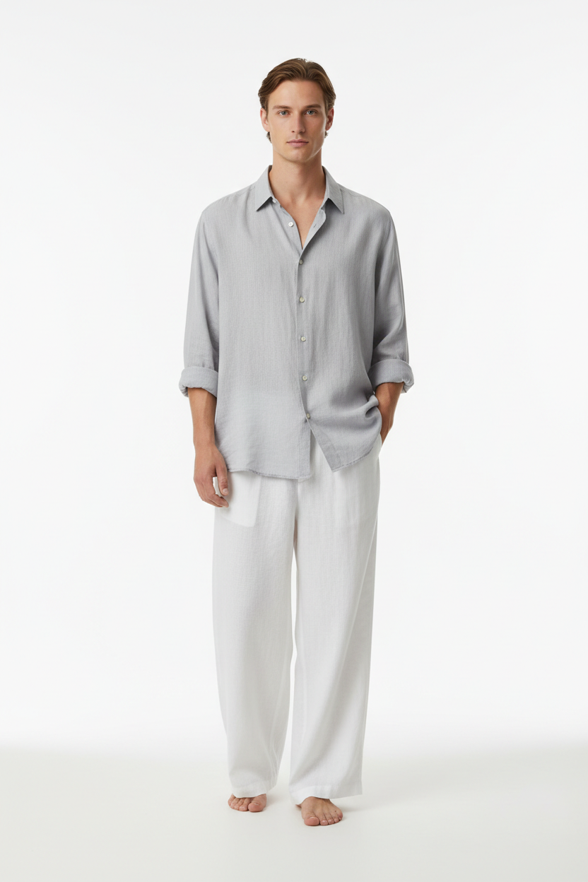 Camisa Lino Gris
